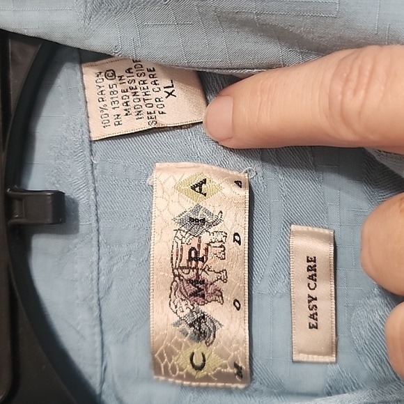 Moda Campia Easy Care Embossed 100% Rayon Short Sleeve Button Down Sz XL - Picture 4 of 8